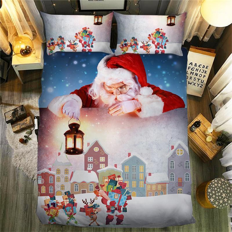 

3D Christmas Duvet Quilt Cover Set Santa Claus Deer Elk Dog Bedding Set Single Double Queen King Size Bed Linen For Children Kid1