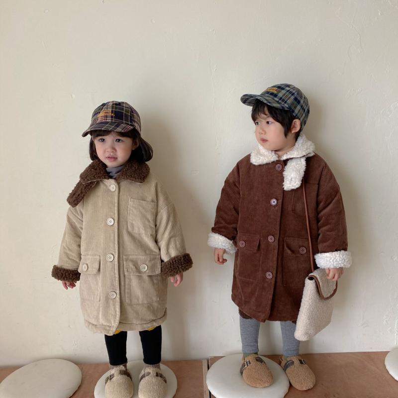 

Kids Winter Clothes 2020 Winter New Arrival Boys and Girls Fashion Thick Fleece Jackets Kids Corduroy Coat, Brown