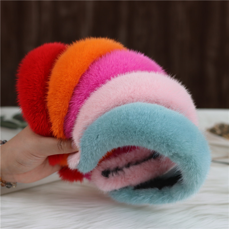 

Fur Color Net Red Headband Mink Plush Hair Band Fashion Head Jewelry Gift 1972 T2