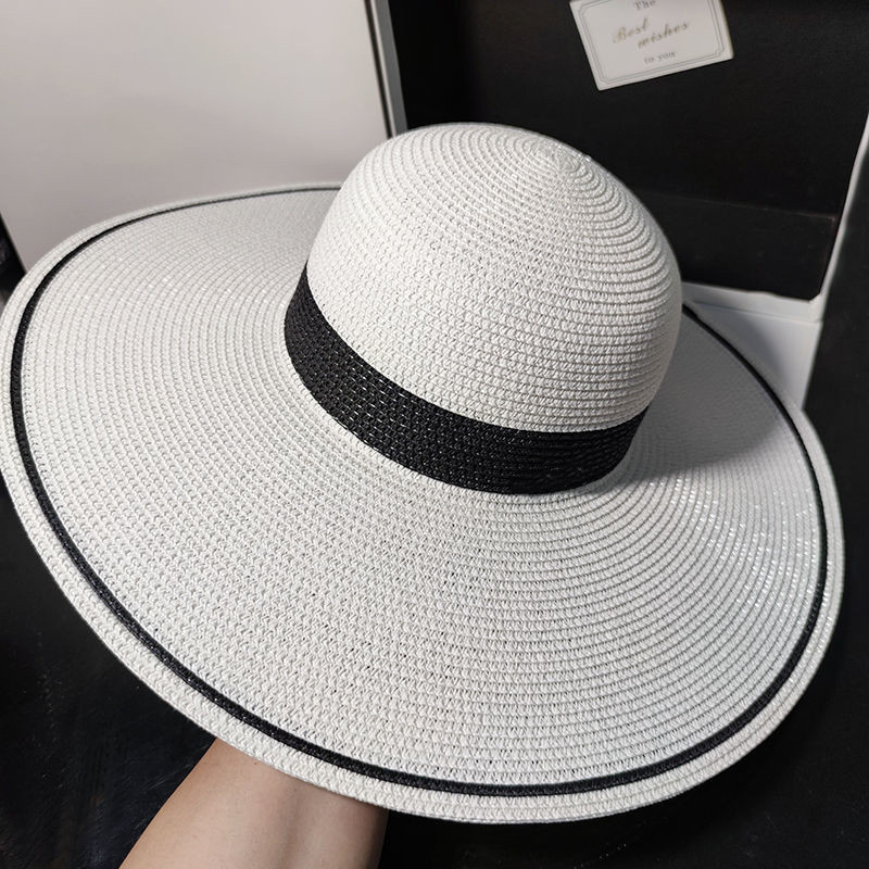 

Straw Hat Flat High Sun Hat Summer Spring Women's Travel Caps Bandages Beach Traw Bucket Hats Breathable Fashion Flower, Extra shipping cost