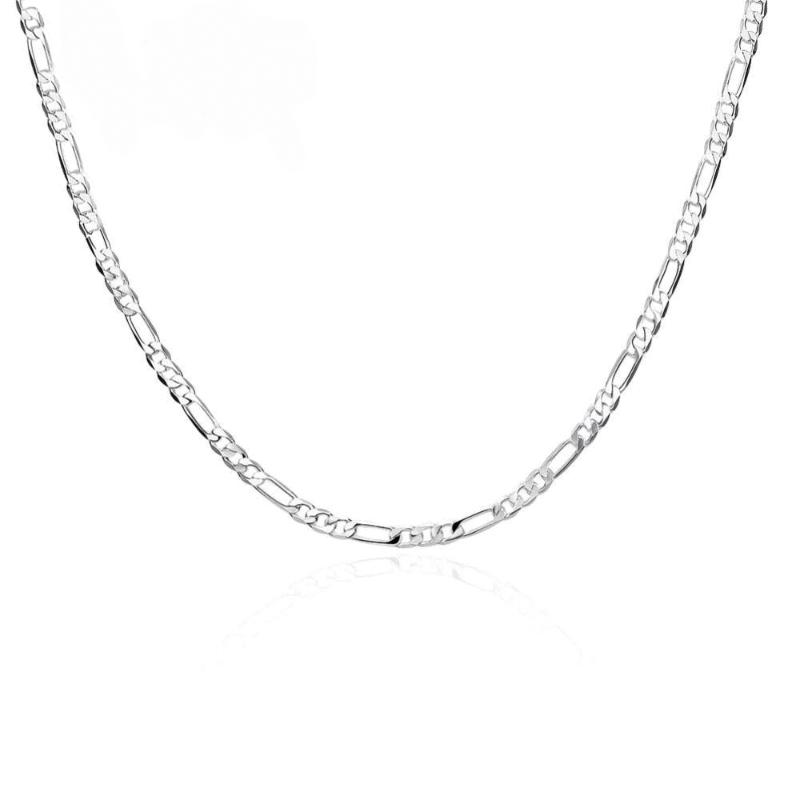 

MxGxFam ( 50 60 cm x 2.5 mm ) 24 inch Figaro 1:3 Small Chain Necklaces for Women Men White Gold Color Fashion Jewelry