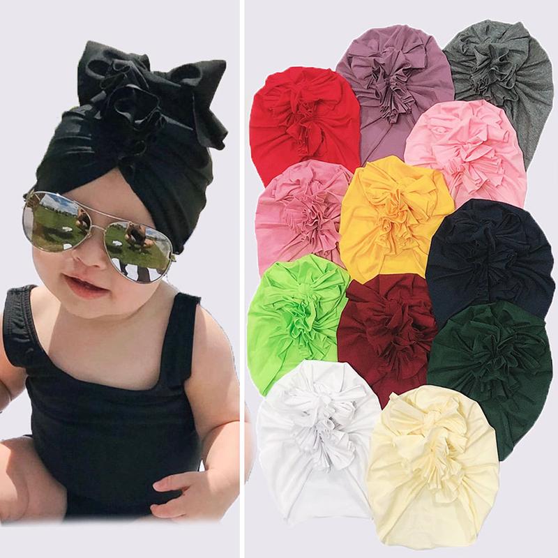 

New Turban Hat Baby Beanie Elastic Cotton Baby Cap for Girls Bonnet Girl Hat Cotton Soft Toddler Hats Kids Cap 0-2 Years, Green