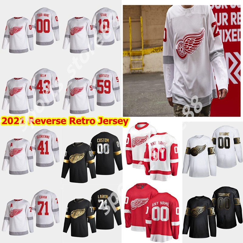 

NEW Detroit Red Wings 2021 Reverse Retro Hockey Jersey 65 Danny DeKeyser Jonathan Ericsson Filip Hronek Patrik Nemeth Bernier Custom, Colour 4