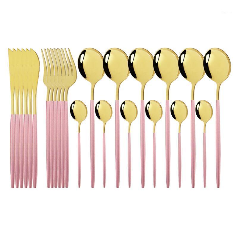 

Pink Gold Cutlery Set Stainless Steel Dinnerware Set 24Pcs Knives Forks Coffee Spoons Flatware Kitchen Dinner Tableware1