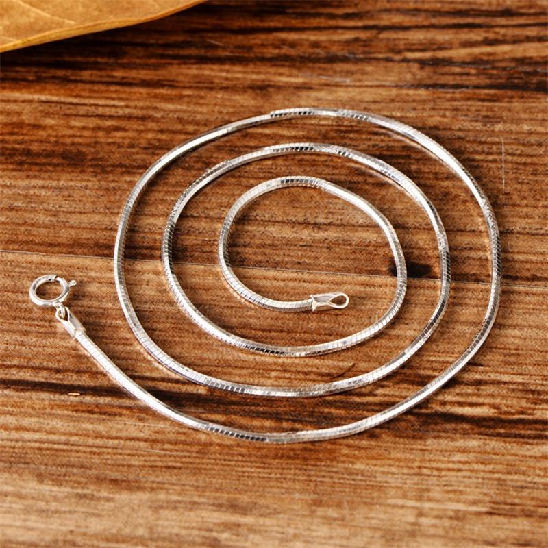 

925 Sterling Silver Thin Basic Chains Necklace Classic Jewelry Fit Pendant Knit Women Bone Snake Chain Nacklace Snake Chain Link