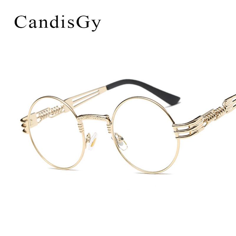 

Transparent Women Men Round Steampunk Classic Brand Designer Mirror Sunglasses Fashion Clear Lens Optics chain Sun Glasses Frame