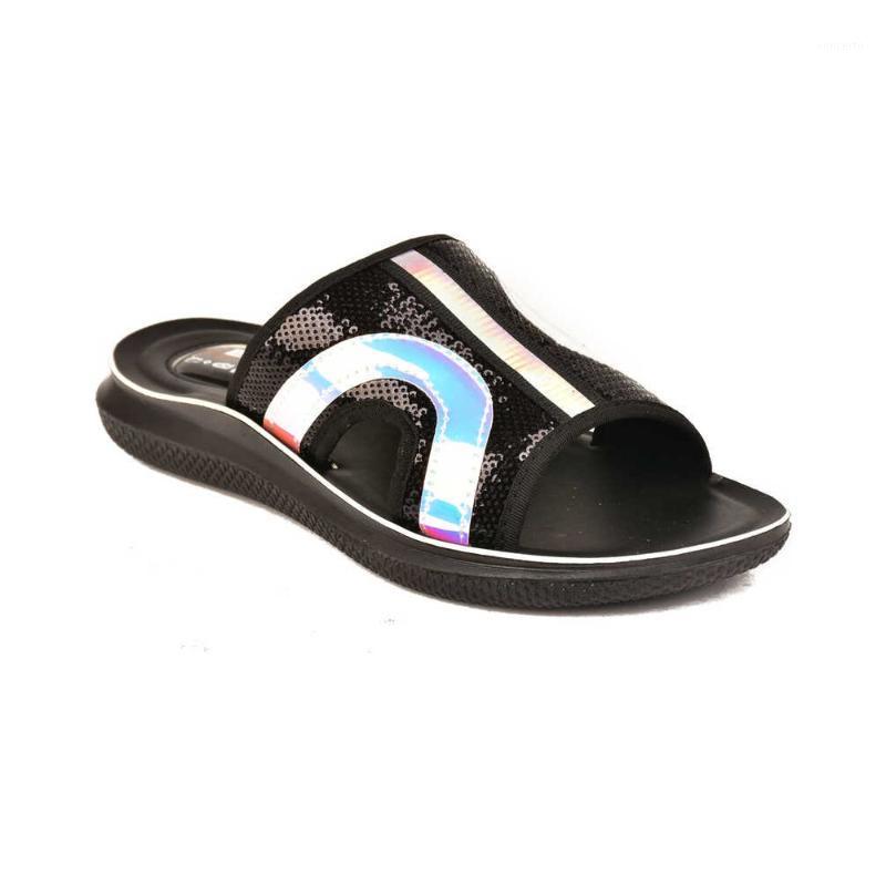 

Orthopedic women's slippers with holograms, black, fashion slippers made in Turkey1