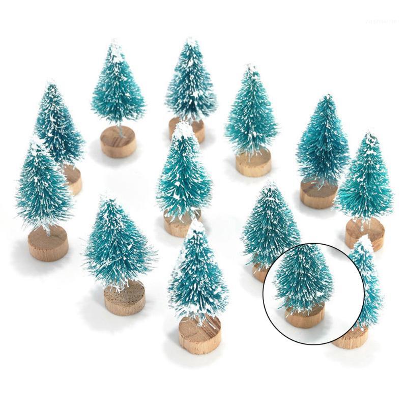 

Christmas Decorations 12PCS/Set Mini 4.5cm 6.5cm Tree Sisal Silk Cedar Decoration Small Gold Silver Blue Green White1