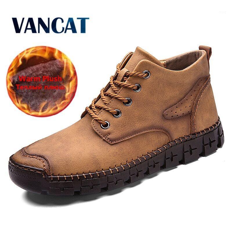 

Men's Winter Boots Handmade Leather Men's Boots Fur Warm Snow Outdoor Comfortable Motorcycle Men Ankle1, No plush blue