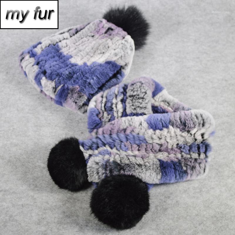 

New Children 2 Pieces Sets Real Rex Fur Scarf Hat Rex Fur Neckerchief Cap Child Genuine Beanies Scarves1