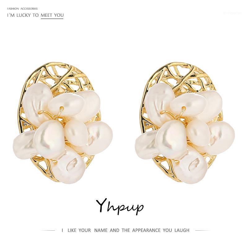 

Yhpup Trendy Elegant Natural Pearls Stud Earrings Copper Handmade Luxury Brincos Jewelry oorbellen for Women Wedding Party Gift1