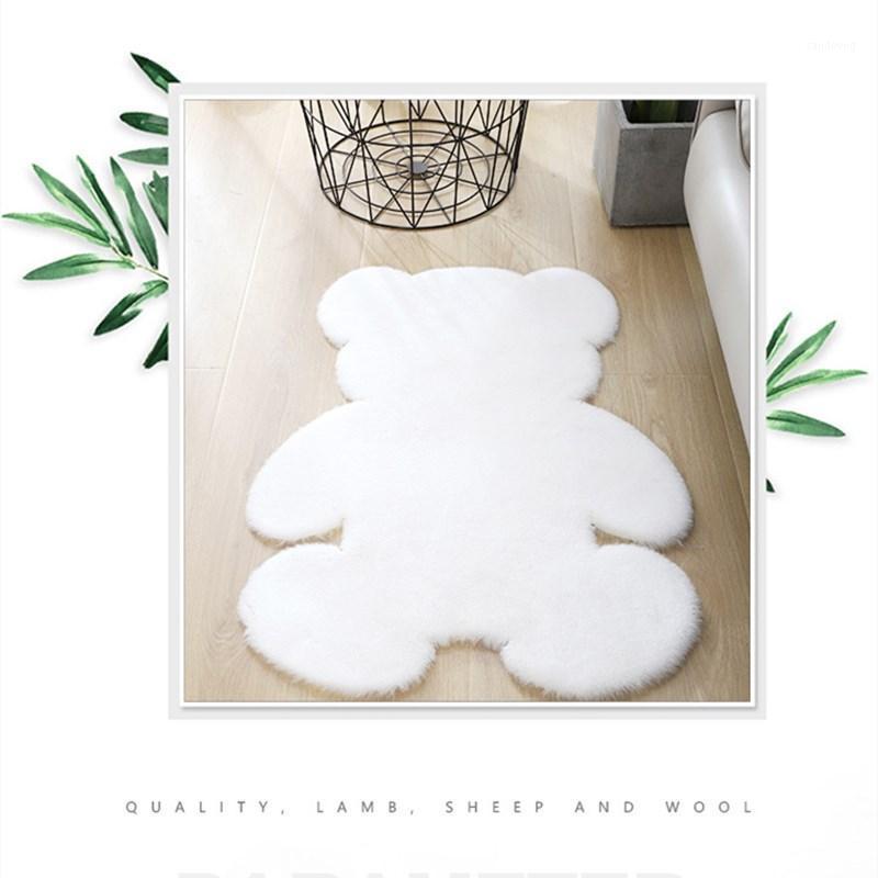

Living Room Cartoon Carpet Rugs Soft Anti-Skid Floor Area Rug Decor Mordern Shaggy Bedroom Kids Room Faux Fluffy Carpets Mats1, Rice white