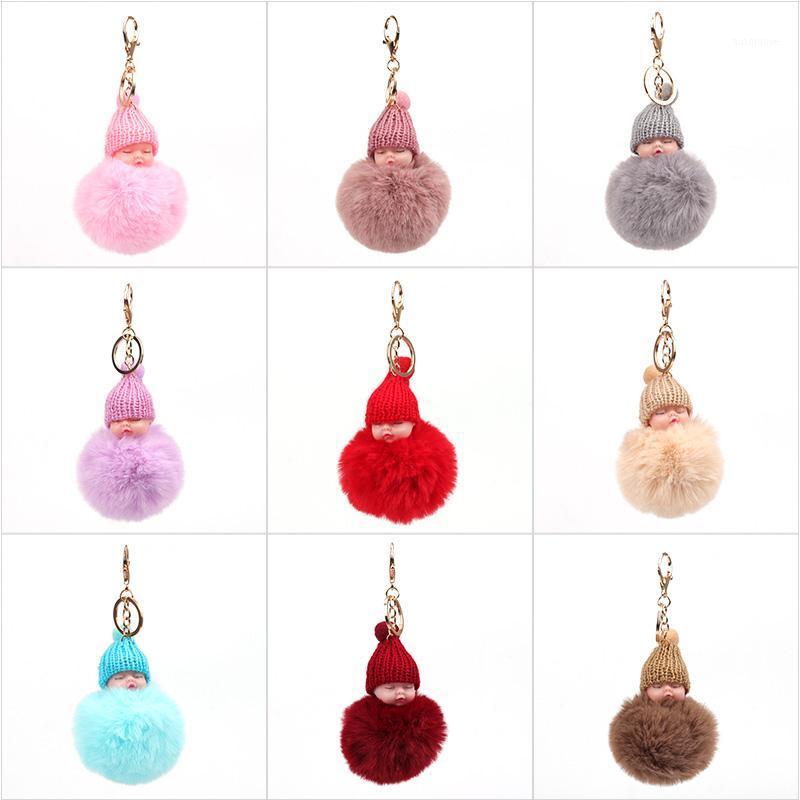 

Cute plush sleep doll keychain student bag car pendant Korea creative gift hair ball jewelry1