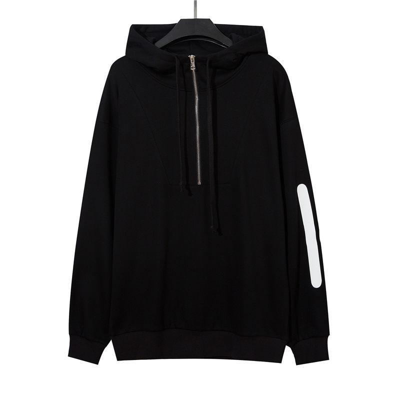 

20ss Vintage Men Hoodie Mens Womens Autumn Winter Long Sleeve Comfortable Polo Hoodies Cuff Fashion Letter Flag Pullover Sweatshirt Coat, Black