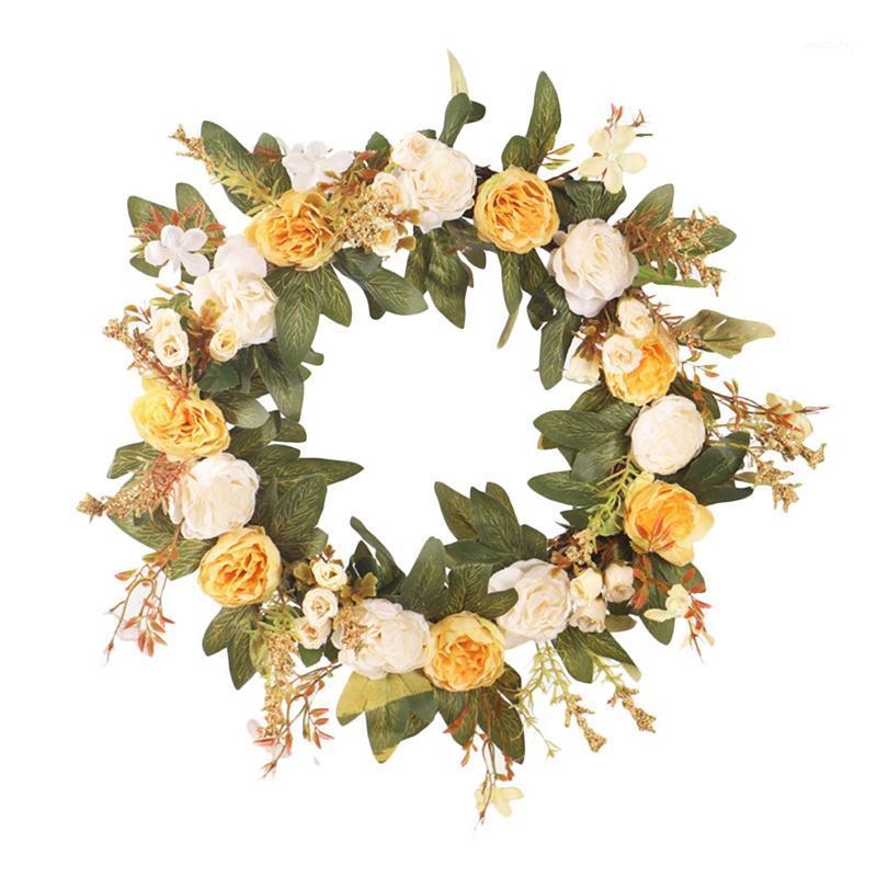 

Autumn Wreath Door Wreath Simulation Plant Vine Ring Peony Wall Hanging Spring Festival Decoration1, Multi