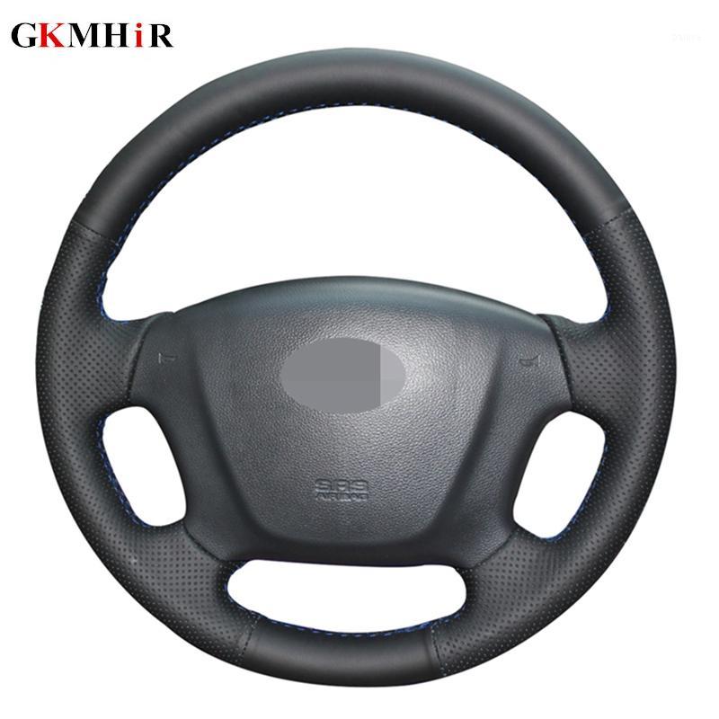 

Hand stitched Black Genuine Leather DIY Car Steering Wheel Cover Wrap for Kia Carens 2007-2011 Rondo Entourage1