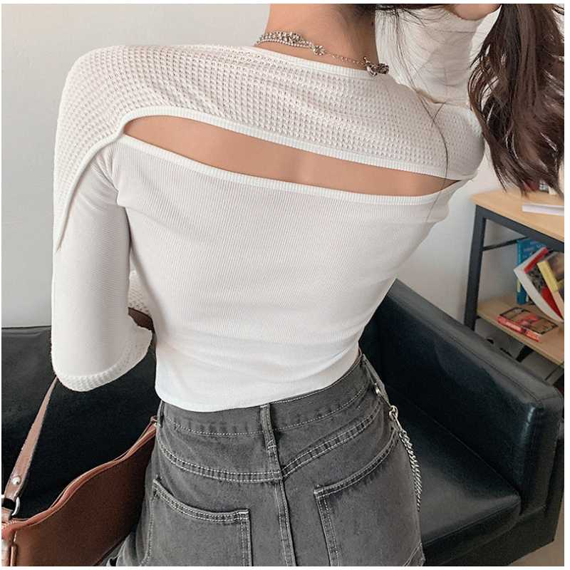 

Women' solid tight and breathable fitness top outdoor hollow out running T-shirt loose grey short Yoga irregular hem training, White
