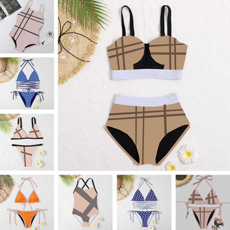 

Plaid Print Womens Bikinis Sets One Piece Swimwear Summer Beach Swimsuit Charm Ladies Vacation Party Bikini Gifts, #6080-/one-piece