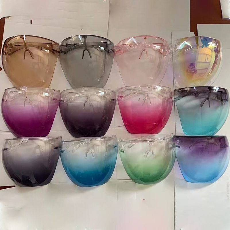 

Safety Face shield With Glasses Frame Transparent Full Face Cover Protective Mask Face Shield Clear Masks Gradient Colors