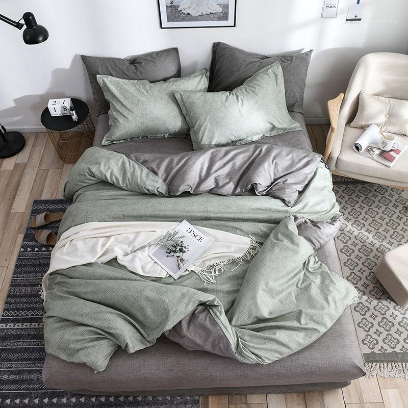 

Simple Solid Color Stripe 4pcs Girl Boy Bed Cover Set Duvet Cover Adult Child Bed Sheet Pillowcase Comforter Bedding Set 610101, 2tj-61007-015