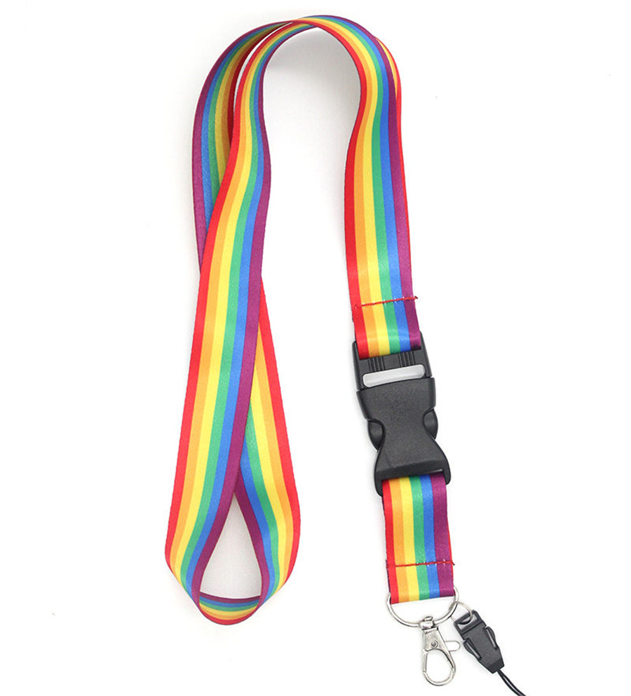 

New small Wholesale 10pcs Popular rainbow sport logo Mobile phone Lanyard Removable Key Chains Badge Pendant Party Gift Favors free shipping
