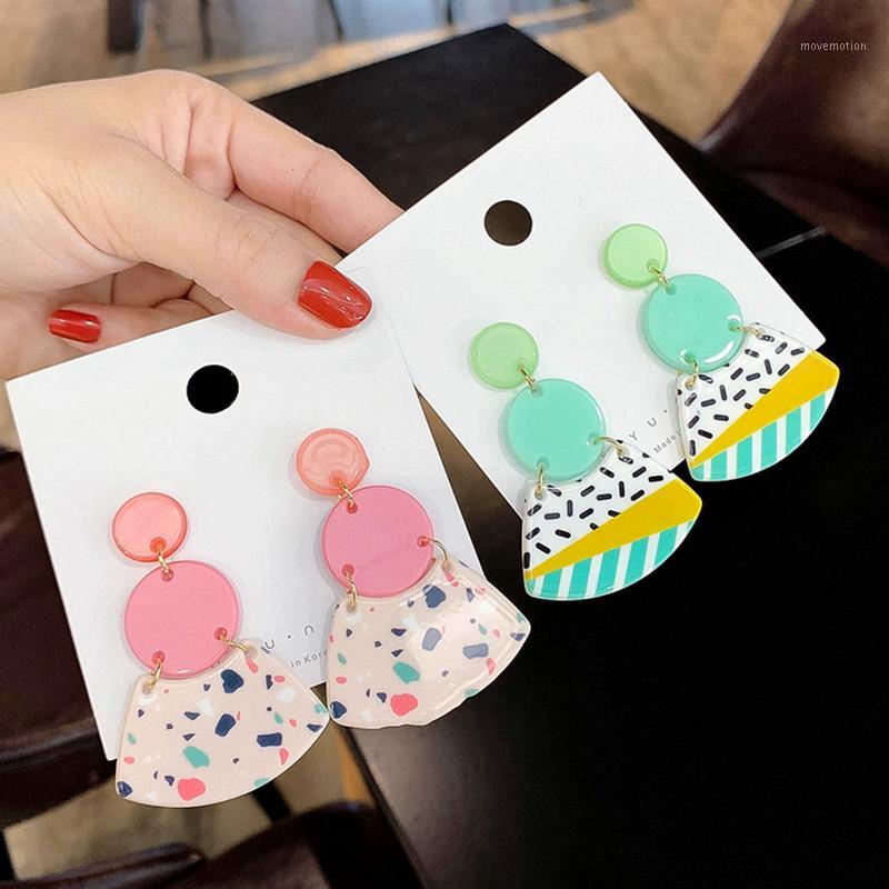 

FishSheep New Korean Multi Color Acrylic Earrings For Women Colorful Geometric Round Dangle Earrings Fashion Party Jewelry Gifts1