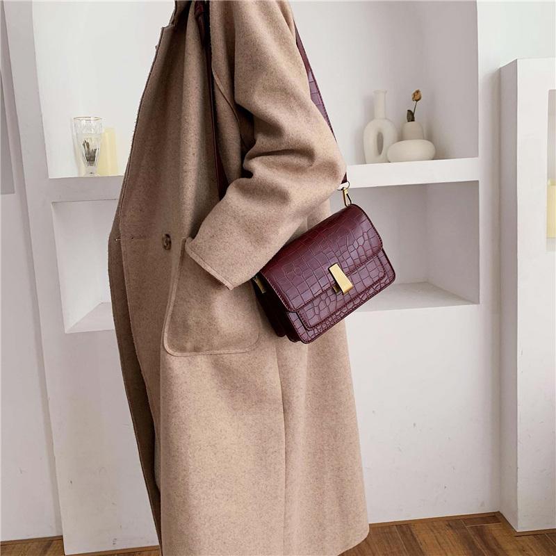 

Fashion Simple Women's Designer Handbag 2020 High Quality PU Leather Women Messenger Bag Alligator Shoulder Crossbody Bags Black