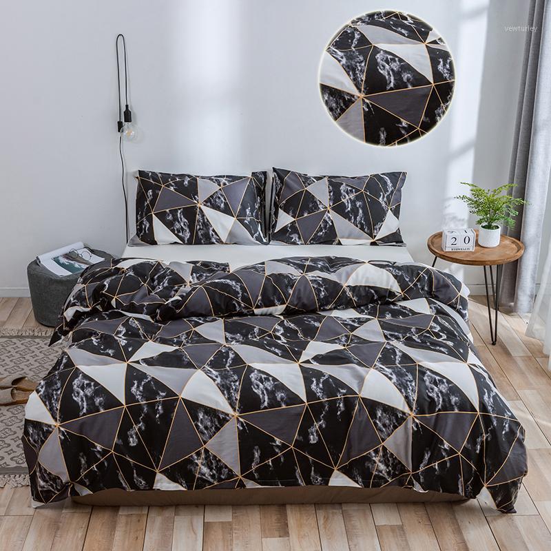 

Geometric Black Marble Pattern Printed Bedding Set Cotton Winter Duvet Cover Set Bedroom Not Have Bed Linen Nordicos1