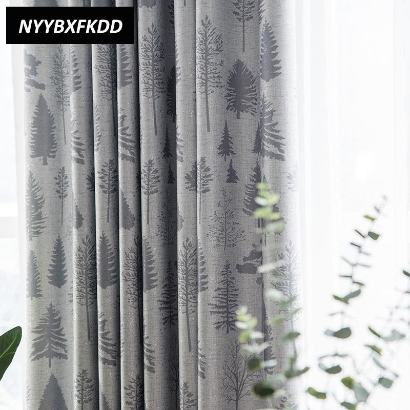 

Gray Brown Trees Trees Polyester Cotton Home Jacquard Blackout Curtains Cloth For Bedroom Living Room Window Treatment Drapes