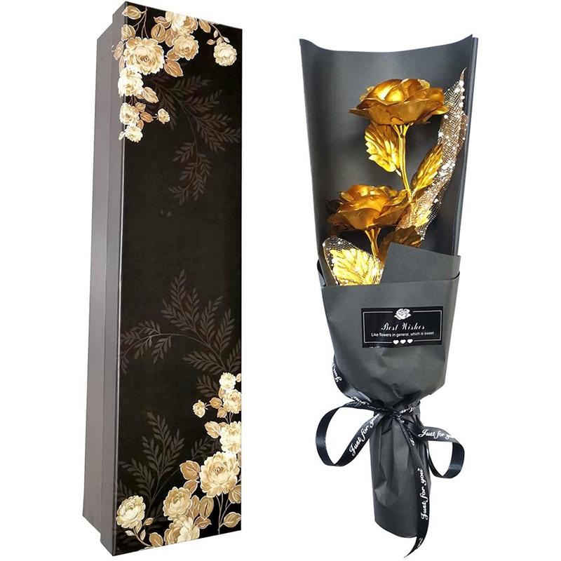 

Rose Flower Bouquet,Artificial Gold Foil Rose,Rose Valentines Day,Romantic Present for Her on Mothers Day/Anniversary, Golden
