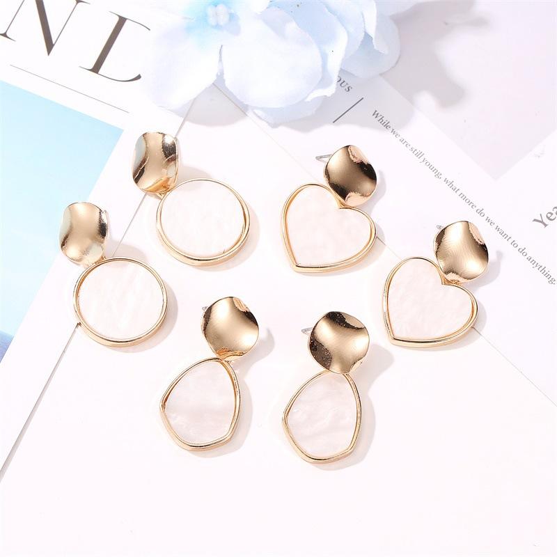 

New Korean Heart Statement Drop Earrings For Women Girls Geometric Vintage Resin Dangle Earrings Jewelry Bijoux Gifts 2020 New