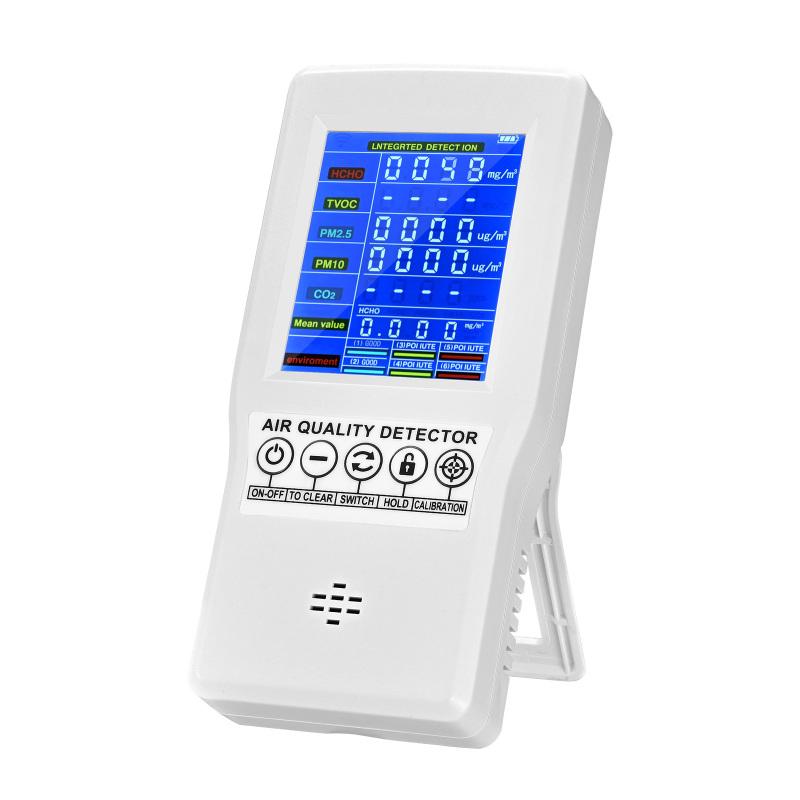 

Air Quality Monitor Accurate Tester for CO2 Formaldehyde(HCHO) TVOC PM2.5/PM10 Professional Multifunctional Air Gas Detector