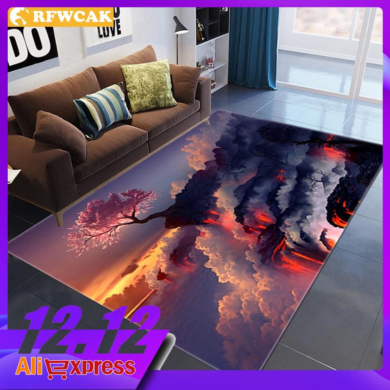 

RFWCAK Modern Minimalist 3D Printing Family Living Room Bedroom Bedside Is Covered With Rectangular Coffee Table Custom Carpet