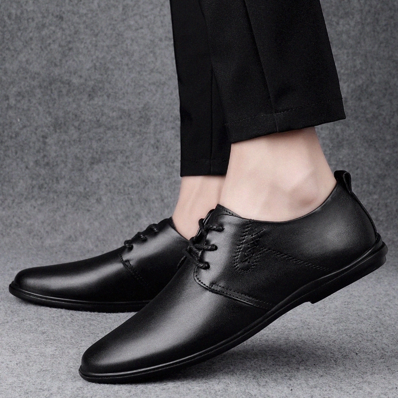 

Genuine Leather Men Shoes Lace-up Casual Shoes For Men Cow Leather Fashion Punk for Men summer breathable hollow out Flats #AG8N
