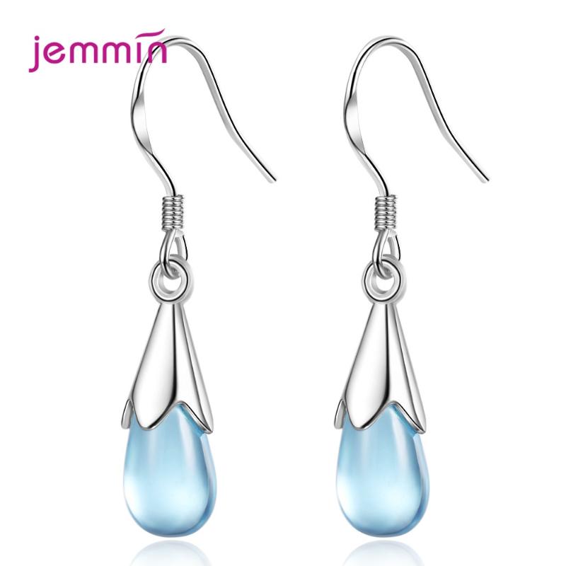 

Quite Lovely Sky Blue Water Drop Shape Pendant Earrings Genuine 925 Sterling Silver Earring For Women Wedding Jewelry