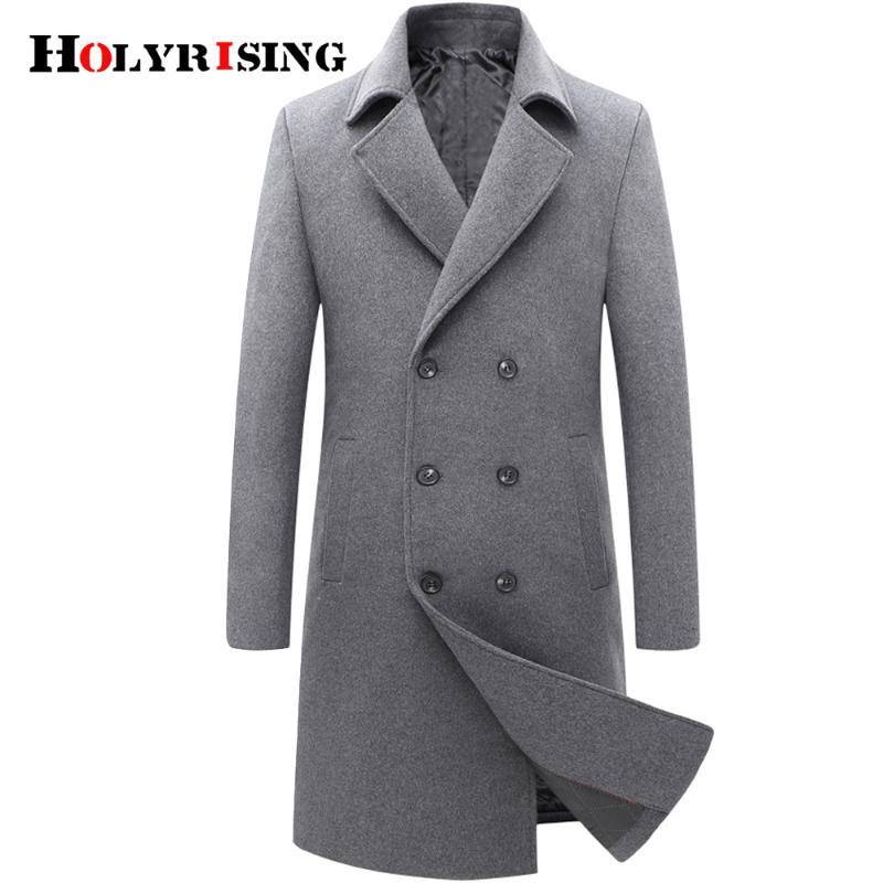 

Men Winter Wool Coat 2020 Men's New Double breasted business jacket Wool Blends Woolen Pea Coat Male Trench Overcoat 19455, Black