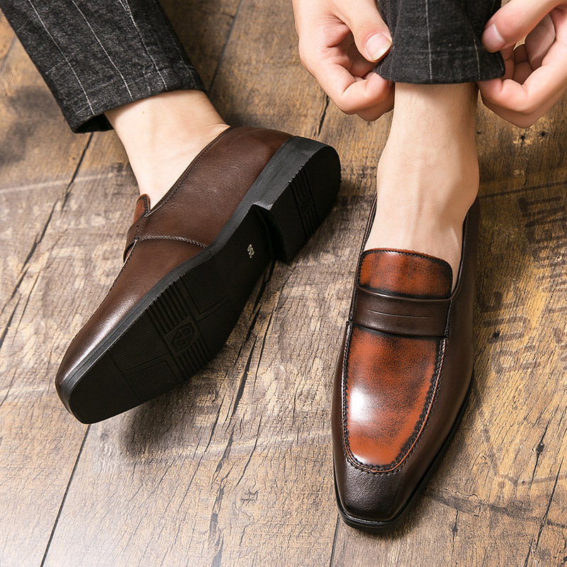 

2020 New Fall plus Size Shoes Size 46 Mens British Style Business Formal Wear Pointed Slip-on Mens Leather Shoes 48 Code Wedding Shoes, Brown
