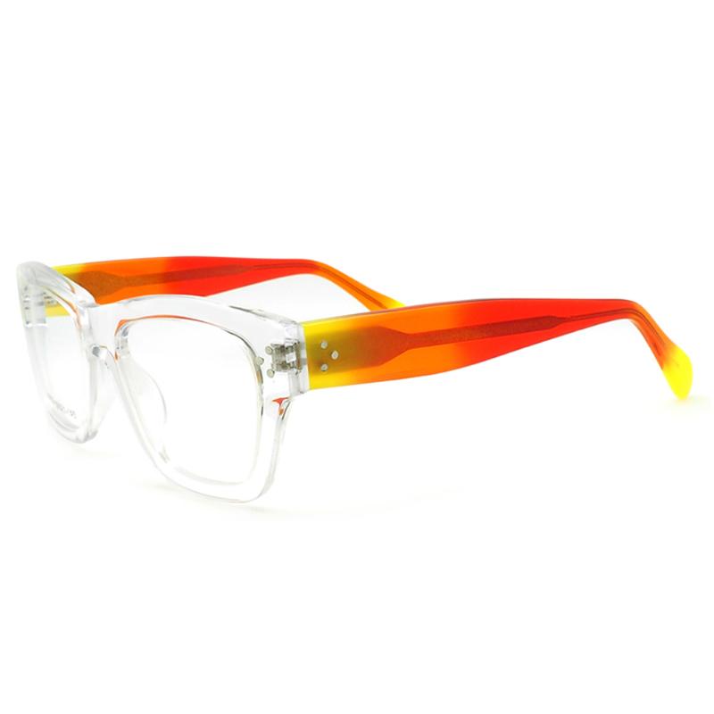 

Women Square Clear Eyeglass Frames Men Oversize Retro Nerd Glasses Frames Vintage Geek Big Square Rainbow Blue Eyeglasses