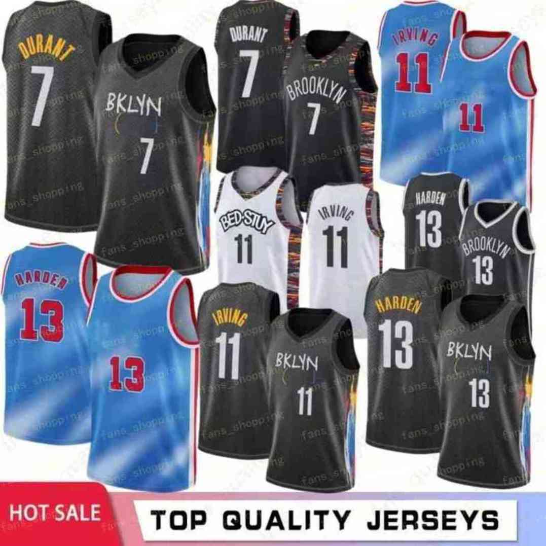 

Kevin 7 Durant James 13 Harden Kyrie 11 brooklyns irving Basketball Jerseys city Topneter 75th anniversary Jersey Black Blue edition Shirt 2021 2022 New, As