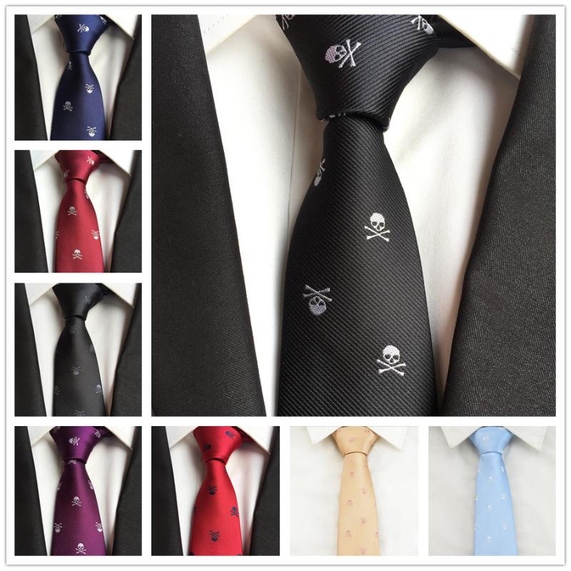 

6cm Young Men Skinny Slim Tie Fashion Skull Pattern Woven Necktie