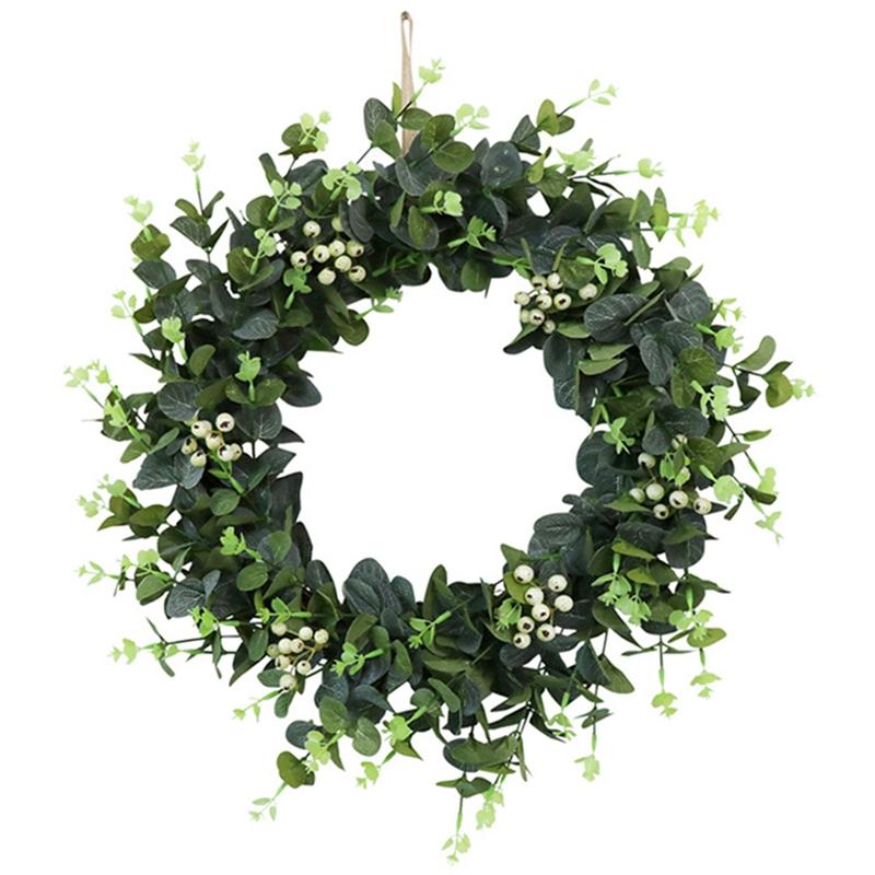 

Botique-Simulation of Eucalyptus Money Leaf, Large Berry Garland, Suitable for Front Door Wall Window Decoration -20 Inches, Green