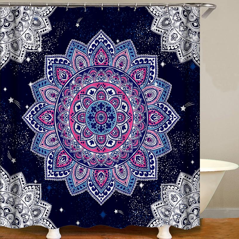 

180x180cm Bathroom Decorative Boho Shower Curtain Waterproof Polyester Multi-styles Bath Curtains With 12 Hooks Washable