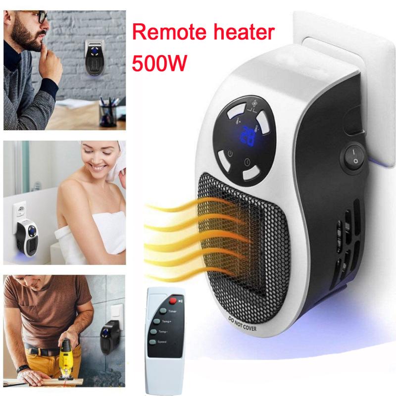 

22%,Remote Electric handy heater 10A 220V 500W Fast heating Mini Desktop Wall Stove Radiator Warmer Machine with all plug