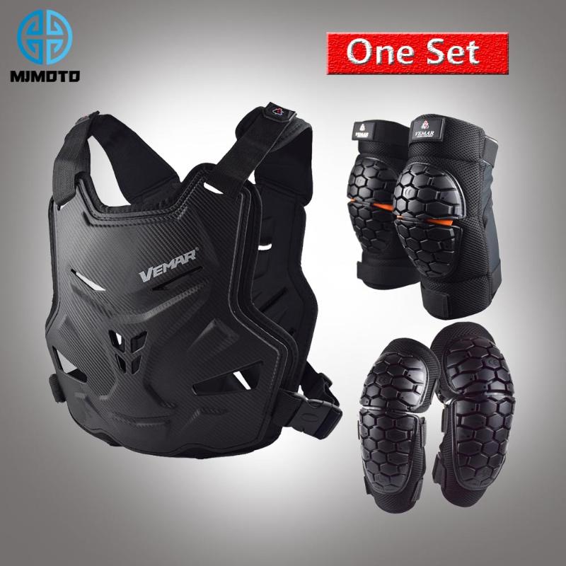 

VEMAR Motorcycle Jacket Body Armor Motorcycles Riding Chest Protector Motocross Off-Road Racing Vest+Motorcycle Knee Protector