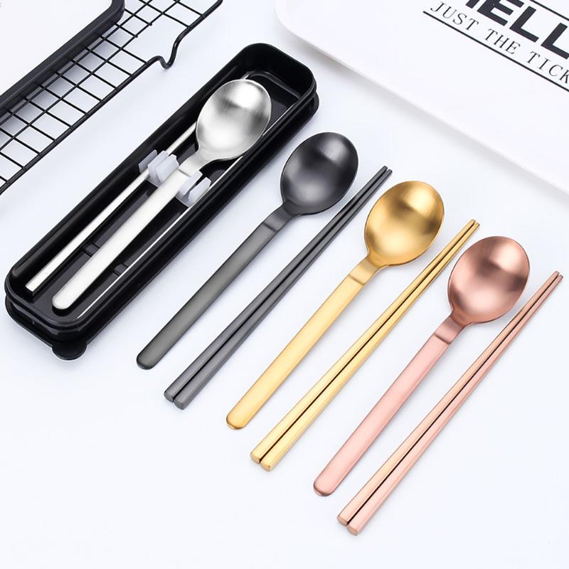 

Portable Fork Spoon Travel Cutlery Set Portable Travel Silverware Utensils Stainless Steel Long Handle Ice Spoon Coffee Tablewar