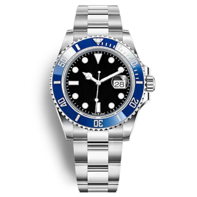 

Wristwatches Top Blue Ceramic Bezel Black Mens Mechanical Stainless Steel Automatic Movement Watch Sports Self-wind Casual Watches Designer, Box