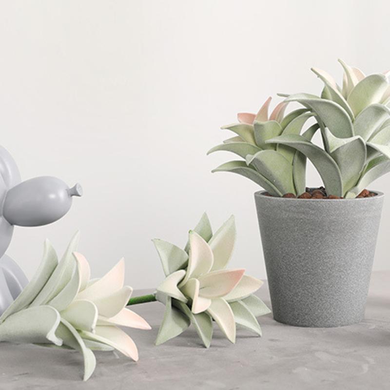 

2pc Home Desktop Decoration Bonsai Artificial Seaty Sake Flower Bouquet Potted Indoor Fake Plant Wall Meaty Eva Fire Pineapple, Green