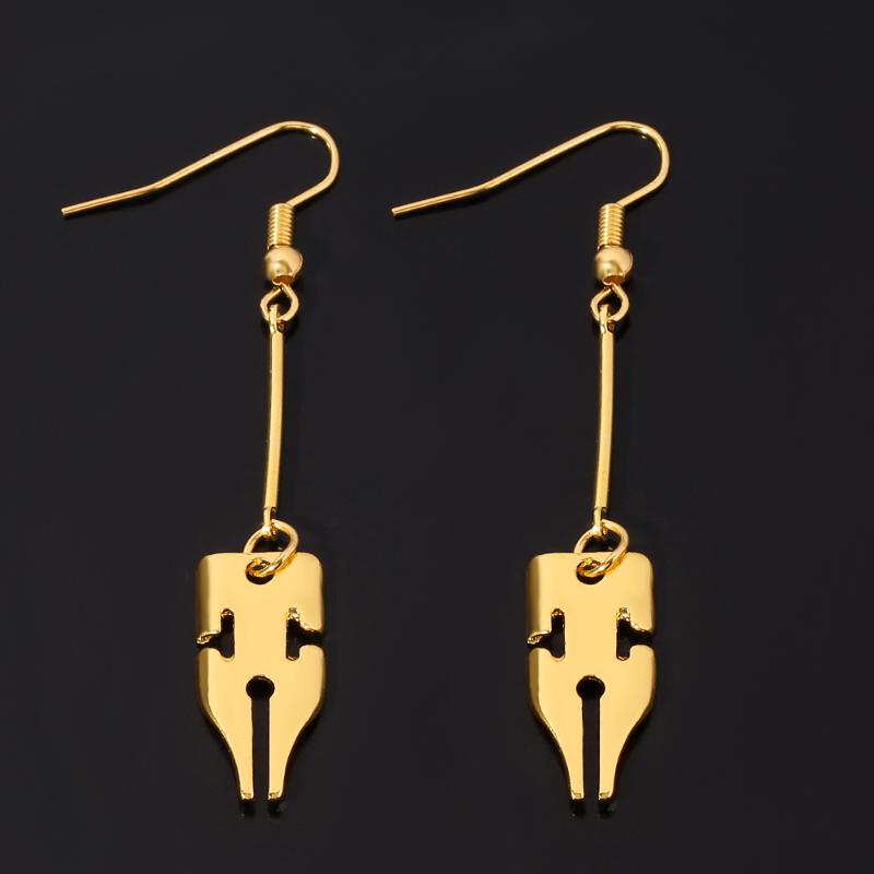 

JOJOS Bizarre Adventure Earrings Rohan Kishibe Pen Earring Jewelry Written Pen Nib Writer For Women Cosplay Party Ornaments
