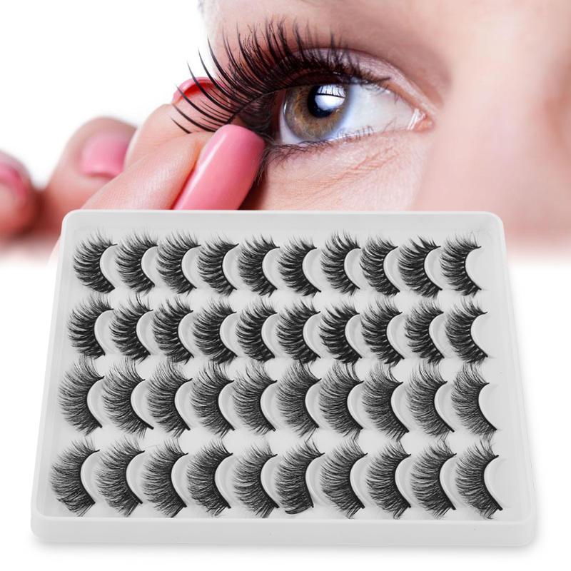

20 Pairs/set 3D Faux Mink False Eyelashes Wispies Fluffy Natural Long Handmade Cruelty-free Lashes Extension Beauty Makeup Tools