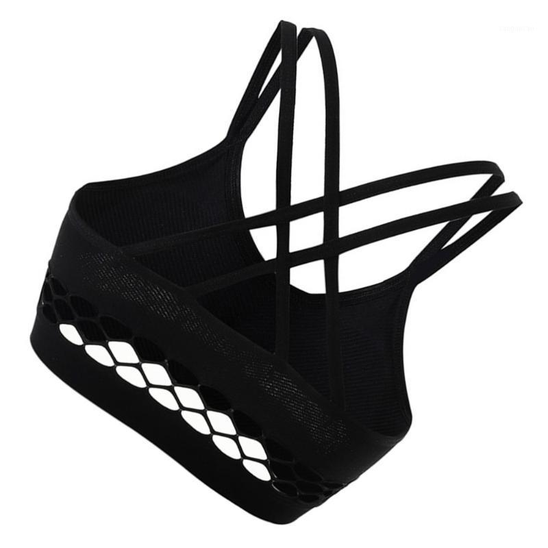 

1Pc Seamless Mesh Underwire Sports Bra Back Double Cross Breathable Strap Chest Wrap (Black)1, White